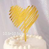 elvesmall  New Happy Valentine's Day Cake Topper Acrylic Gold Red Love Wedding Cupcake Topper for Lady Wedding Party Cake Decorations