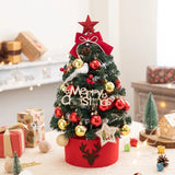 elvesmall   Mini Christmas Tree Set Desktop Xmas Tree Decoration Gold Jingle Gift Led Christmas Tree Ornamend Diy House Warming Gift