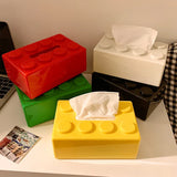 elvesmall Creative Building Blocks Tissue Box Desktop Living Room Bathroom Cute Decoration Wall-mounted Waterproof Face Towel Storage Box