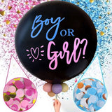 elvesmall Boy or Girl Gender Reveal Party Decoration 36'' Giant Black Latex Balloon Blue Pink Confetti Baby Shower Globos Supplies