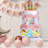 elvesmall  3D Birthday Cake Aluminum Film Balloon Three Layer Cake Standable Balloon Party Baby Shower Photo Props Scene Wedding Decoration