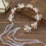 elvesmall Elegant Girls Pearl Headbands Children Bridal Wedding Headband Hair Headdress Flower Wreath Bride Garland Head Hoop Hair Jewelry