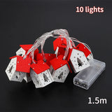 elvesmall Christmas Wood House LED Light Xmas Tree Decorative Light String Wall Hanging Decoration Christmas Atmosphere Decor