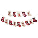 elvesmall  Christmas Banner Hanging Merry Christmas Tree Santa Claus Elk Socks Pulling Flag Home DIY Xmas Party Decoration