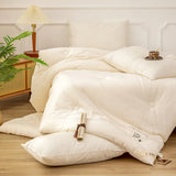 elvesmall  Knitted Cotton Comforter Soybean Fiber Quilt Warm White Four Seasons Single Double Duvet Soft Twin Queen King Bedding