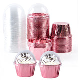 elvesmall  25/50pcs Foil Cupcake Liners Heat Resistant Aluminum Cake Cups Round Baking Cups with Lids Kitchen Wedding birthday Party Supply