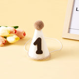 elvesmall  Retro 1st Birthday Party Hat Crown for Newborn Boy Girl 1 2 3 4 5 Year Headband With fur ball Baby Shower Birthday Party Decor