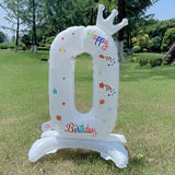 elvesmall  32 Inch Silver Crown Standing Number Aluminum Film Balloon Baby Birthday Party Photo Decoration Props