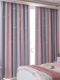 elvesmall Blackout Kids Curtains for Bedroom Thermal Insulated Silver Twinkle Star Curtains for Boys Antique Grommet Top Window Treatment