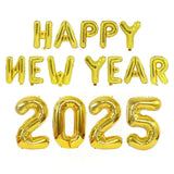 elvesmall 2025 Happy New Year Balloons Banner Rose Gold Number Letter Aluminum Foil Balloon Christmas New Year Eve Party Decor Balls Suppl