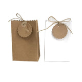 elvesmall 25/50Pcs Retro Kraft Paper DIY Gift Bag Jewelry Cookie Wedding Favor Candy Box Food Packaging Bag With Rope Birthday Party Decor