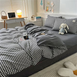 elvesmall Japan Style Stripe Queen Size Duvet Cover Set with Sheets High Quality Skin Friendly Bedding Set King Single Double Bedding Sets