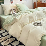 elvesmall New Duvet Cover Super Soft Pure Color Wash Quilt Cover 4-piece Bedding Set 3-piece Dormitory 180x220 200x230 Skin-friendly