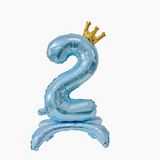 elvesmall  32 Inch Crystal Gradient Number Stand Foil Balloons with Crown Figures Globos 0-9 Birthday Party Decorations Wedding Baby Shower