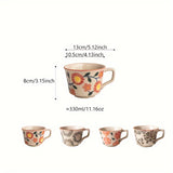 elvesmall  -  1pc 330ml 11.16oz Flowers Pattern Coffee Mug Ceramic Coffee Cup Vintage Tea Cup Gifts For Family Coworkers Birthday Day Gifts