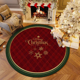 elvesmall Christmas Living Room Bedroom Round Carpet Festive Atmosphere Christmas Tree Decoration Floor Mat Easy To Care Short Pile Rugs