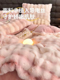elvesmall  Gradient Plush Bedding Thickened Milk Plush Bed Sheets Duvet Covers Coral Plush Bed Skirts