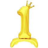 elvesmall  32 Inch Crystal Gradient Number Stand Foil Balloons with Crown Figures Globos 0-9 Birthday Party Decorations Wedding Baby Shower