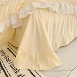 elvesmall  Elegant Bedding Sets Luxury Bed Linen Princess Washed Cotton Ruffle Duvet Cover Set Bed Sheet and Pillowcases Bed Comforter Sets