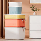 elvesmall Plastic Storage Box with Lid Household Clothes Toys Storage Basket Closet Cabinets Wardrobe Organizer Desktop Sundries Container