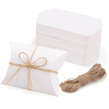 elvesmall 50PCS Pillow Candy Box Hemp Rope Kraft Paper Gift Packaging Paper Box Candy Bag DIY Christmas Wedding Birthday Party Decoration