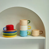 elvesmall  -  3 Sets Coffee Cups Set Ceramic Cups and Saucers Set Family Tea Cup Set Cups and Mugs Drinkware  British Coffee Cups