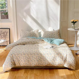 elvesmall -  Simple Flower 100% Slub Cotton Bedding Set King High-end Comfortable Air-Permeable Duvet Cover Set Cotton Comforter Bedding Sets