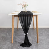 elvesmall Chiffon Table Runner Wedding Arch Chair Decoration Solid Color Gauze European-American Style Banquet Party Marriage Dining
