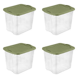 elvesmall Sterilite 95 Qt. EZ Carry Plastic, Clear/Sage Legume, 4 Furniture Decoration Classical Elegance Storage Boxes