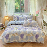 elvesmall Aesthetic Floral Duvet Cover Set Cozy Cotton Home Bedding Set Chic Botanical French Style Comforter Cover Breathable Lightweight