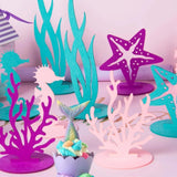 elvesmall 2Pcs Little Mermaid Theme Party Decorations DIY Felt Coral Table Ornament Under the Sea Girl Birthday Party Supplies Baby Shower