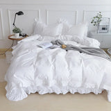elvesmall White Flat Sheet Thickened 100% Cotton Bedding Sheets queen Lotus Leaf Flat Bed Sheet Duvet cover and pillowcases quilt case
