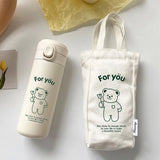 elvesmall  -  INS Large Capacity Korean Version Simple Cute High Beauty  Harajuku Style Super Cute Student Girl Heart Insulation Cup Porta