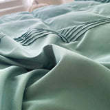 elvesmall 100% Cotton Solid Color Vintage Ruffled Duvet Cover Farmhouse Rustic Comforter Cover Geometric Stripes Bedding Set with 2 Sham