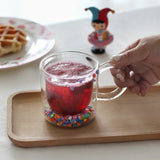 elvesmall  -   Shining Fairy Double Layer Quicksand Water Cup Big Ear Coffee Breakfast Heat Insulation Bubble Sequin Creative Glass