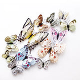 elvesmall  12pcs/set 3D Double-layer Butterfly Wall Stickers with Magnet PVC Butterflies Refrigerator Stickers Home Wedding Christmas Decor