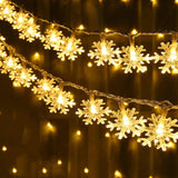 elvesmall  Christmas Snowflake String Lights LED Fairy Lights USB/Battery Powered Garland 2024 New Year's Wedding Party Xmas Decorations