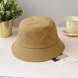 elvesmall Cotton Summer Foldable Bucket Hat Unisex Women Outdoor Sunscreen Hat Pure Color Fishing Hunting Cap Men Basin Chapeau Beach Cap