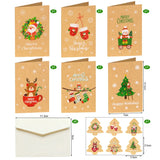 elvesmall 6/12pcs Vintage Merry Christmas Holiday Greeting Cards Kraft paper Gift Card with Envelope Sticker New Year Xmas Folding Card
