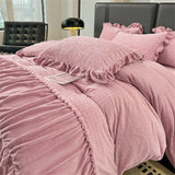 elvesmall Carved Milk Velvet Bedding Set High Weight Thicken Warm Four Piece Set Quilt Cover Bed Linens Bedspread Pillowcase Bedroom Decor