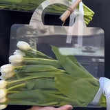 elvesmall New Transparent Flower Bag with Handle Fresh Flower Bouquet Wrapping Boxes Wedding Birthday Party Gift Rose Packaging Handbags