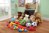 elvesmall Lift & Hide Brown and Blue 38" Tall Plastic Toddler Bookcase and Kid Toy Box and Toy Storage