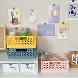 elvesmall Plastic Foldable Storage Crate Folding Box Basket Stackable Cute Makeup Jewellery Toys Boxes for Storage Box Organizer Portable