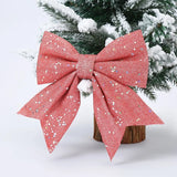 elvesmall 1/2PC Christmas Bows Hanging Decorations Gold Silver Bowknot for Christmas Tree Glitter Ornaments Pendant Xmas Gift Decoration