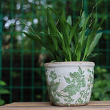 elvesmall  Ceramic retro vase Green Plant porcelain succulent pot Green flower ice crack do old style vase pot home room decoration Nordic