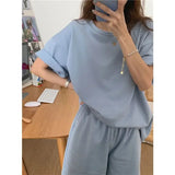 elvesmall  Summer Sleepwear Women Pajamas Shorts Sets Korean Style Pijama Casual Loungewear Two Piece Set Night Wear Loose Home Suit