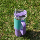 elvesmall  -  1pc 40oz Thermos Bottle Vaccuum Bottle Stainless Steel Cup Thermal Water Bottle with Handle Rainbow Thermal Mug Car Leakproof