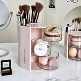 elvesmall Rotating Powder Puff Storage Box Dust-proof Desktop Beauty Egg Air Cushion Rack Multi-layer Lipstick Makeup Brush Storage Rack