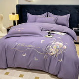 elvesmall New Class a High Precision Cotton Brushed Embroidery Four-Piece Set Pure Cotton Bed Sheet Duvet Cover