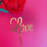 elvesmall  New Happy Valentine's Day Cake Topper Acrylic Gold Red Love Wedding Cupcake Topper for Lady Wedding Party Cake Decorations